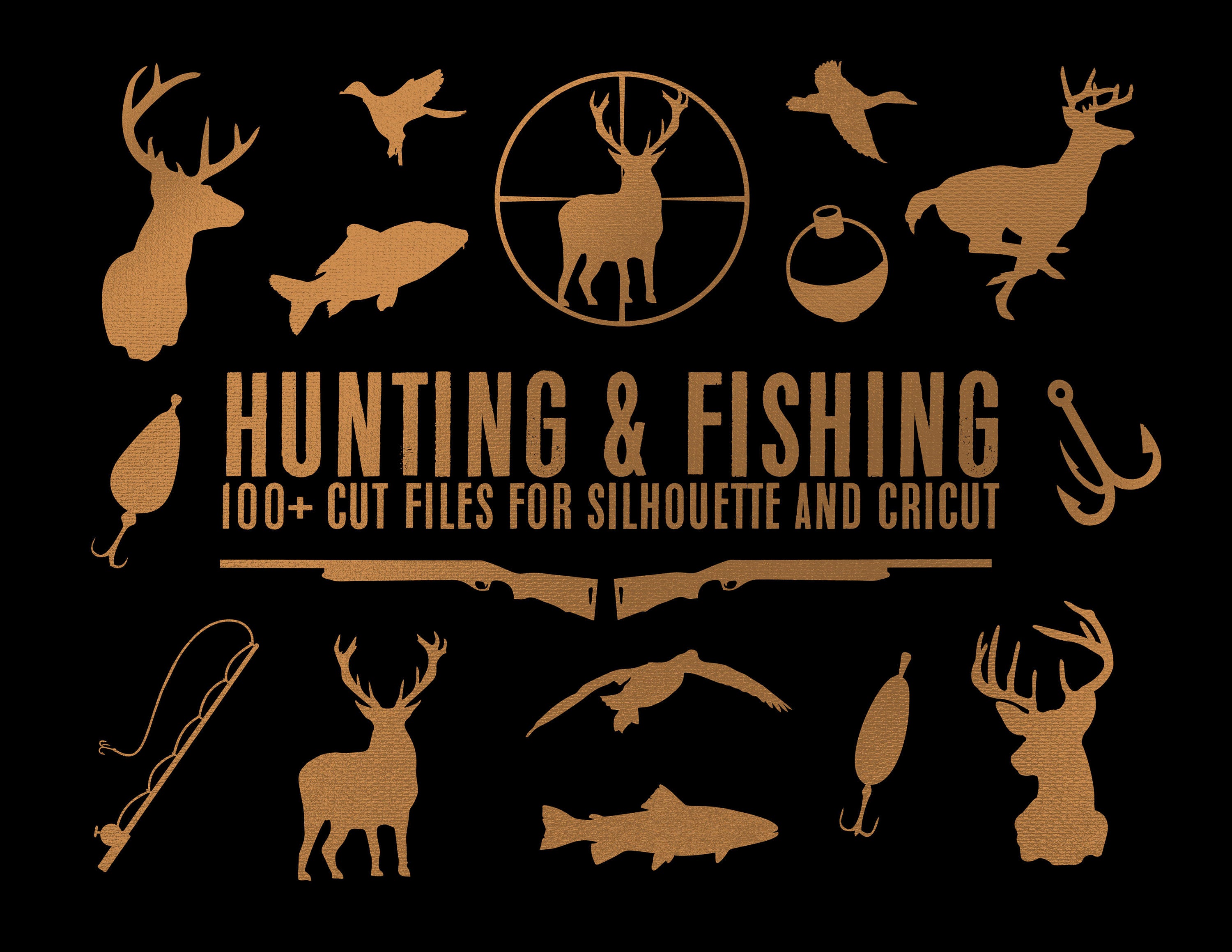 Download hunting deer duck fishing bundle silhouette svg dxf file