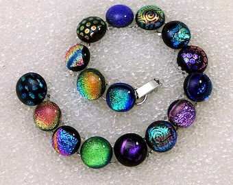 Dichroic Glass Bracelet in 16 Cha-Cha Power Colors 7 1/4", 16 links