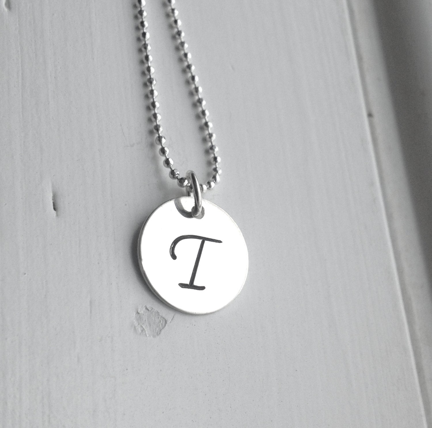 Sterling Silver Initial Necklace Letter T Necklace