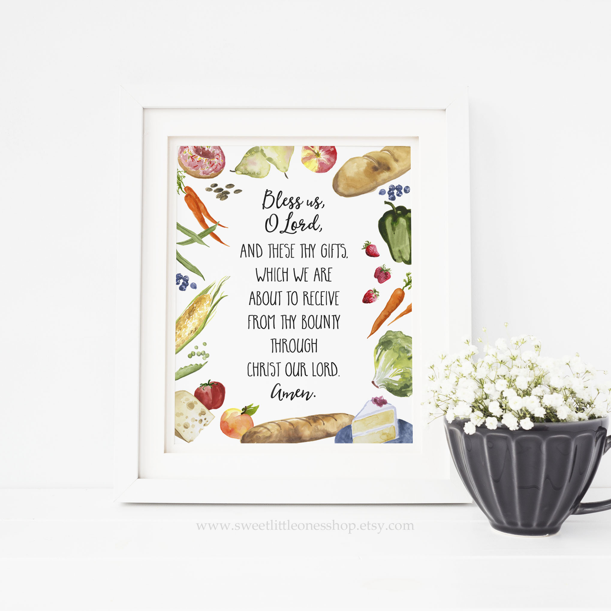 Grace Before Meals Bless Us O Lord Prayer Printable Wall Art