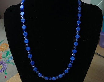 Glass Disc and Crystal Necklace