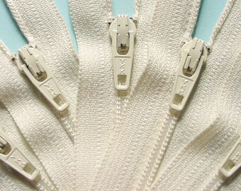Ten Vanilla 7 Inch Zippers YKK Color 121