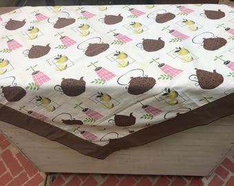 Vintage Tea Kettle and Fruit Table Cloth