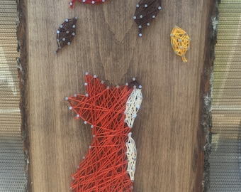 Fox with fall leaves string art