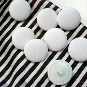 12 Pieces 1 inch Solid White Fabric Covered Buttons, 25 mm Sewing Supply, Tufting Shank Button