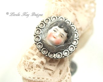 Doll Face Ring Doll Head Ring Fine Silver Plated Lorelie Kay Designs Doll Jewelry