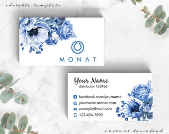 Monat Business Card, Digital Download Printable, Watercolor Custom Business Branding, Monat Global, Monat Marketing, Business Card