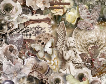 On Sale 50% Digital Scrapbooking Kit Simply Past - Digital Scrap Kit