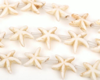 14mm WHITE STARFISH Beads, howlite beads, full strand, about 26 beads, how0475