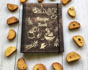 Personalized Recipe Book Binder Bridal Shower Mothers Day Gift Custom Gift From Daughter Wooden Notebook Gift for Bride Journal Cookbook