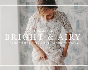 25 Bright And Airy Photoshop Actions Professional Photo Editing for Portraits, Newborns, Weddings By LouMarksPhoto