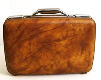 Vintage American Tourister Brown Marbled Suitcase