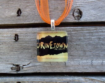 Broadway Musical Urinetown Glass Pendant and Ribbon Necklace