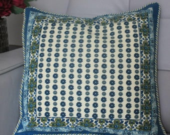 Floral Hand Block Printed Cushion