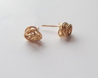 Tiny Gold Knot Stud Earrings, Minimalist Earrings, Simple Earrings, 14k Gold Filled Studs, Sterling Silver Earrings, Bridesmaid Gift