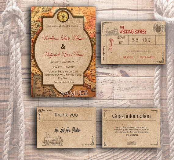 Travel Wedding Invitations Template 5