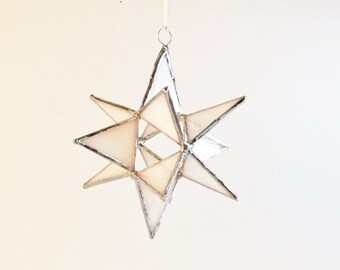 12 Point Moravian Star. Iridescent White Star. 4,5"