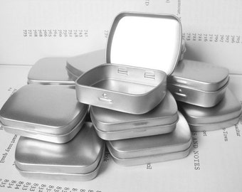 Mini Metal Hinged Tin, Blank (Set Of 12) In Silver Color