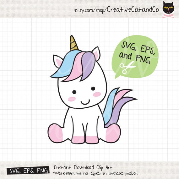 Download Cute Baby Unicorn SVG EPS Files for Cricut or Silhouette
