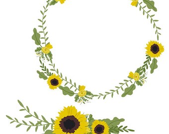 Download Black Clipart Black Flowers Handdrawn Wreath Clipart