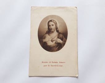 Antique Prayer Card - Holy Card - Sacred Heart of Jesus