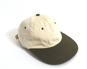 vintage 90s TWO TONE cream & olive DAD hat vintage 90s seinfeld george costanza cap