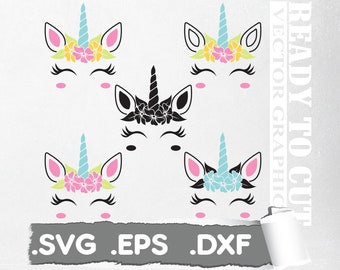 Unicorn svg unicorn eyelashes unicorn birthday svg Magical unicorn svg unicorn face svg Cricut, Silhouette Cut File SVG DXF EPS