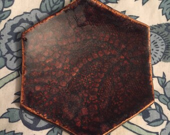 Homemade Ceramic Lace Jewelry Dish or Spoon Rest