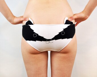 Panties with badger face and ears. lingerie underwear