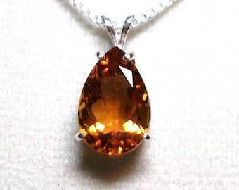 Madeira citrine, citrine pendant, pear pendant, citrine necklace, orange pendant, sterling silver, "Rock n roll"