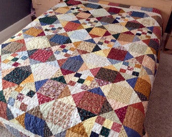 Queen Quilt, Queen Size Quilt, Patchwork Quilt, Country Quilt, Traditional, Old Fashioned, Bed Blanket Bedding, Ready to Ship