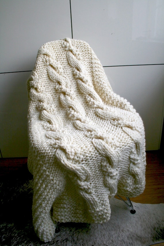 KNITTING PATTERN super chunky blanket knitting pattern cable
