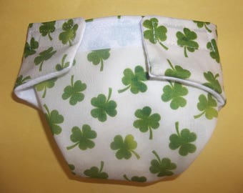 Cloth Doll diaper SIZE #2 ready to ship green shamrock fits Luvabella some Baby alive cabbage patch snackin sara stuffed animals and more