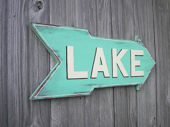 Items similar to Wood Distressed Sign Lake Sign Decor Rustic Aqua Wall