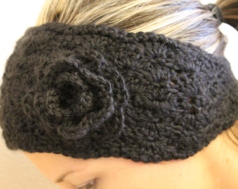 Crochet Flower Headwrap - Women's Headband - Winter Accessory - Earwarmer - CUSTOM COLOR -