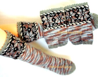 Hand Knitted Beige Gray Fingerless Gloves Fingerless Mittens Beige Gray Arm Warmers Texting Gloves Driving Gloves Hand Warmers Wrist Warmers