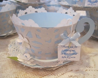 Alice In Wonderland Tea Cup Custom made Cupcake Wrappers - Cup and Saucer