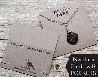 Customized Pocket Fold Necklace Cards - Holds Chain - Jewelry Display Cards - Packaging | BT01BR