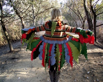 Elf Coat Sweater Coat Upcycled Recycled jersey wool fabrics Pixie coat Fairy coat