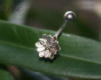 Lotus flower - Belly Button - barbell Jewelry Navel Piercing Bar Barbell