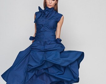 Dresses on sale Oversized Dress, Loose Dress, Blue Dress, Turtleneck Dress, Plus Size Boho Dress, Holiday Dress, Sun Dress, Ribbon Dress, Bl