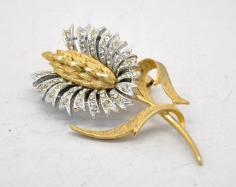 Vintage Abstract Gold and Silver Tone Flower Brooch