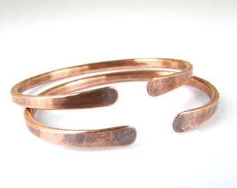 Mens Copper Bracelet - Thick 6 Gauge Copper Cuff - Gifts For Men - Hammered Copper Wire Bracelet - Arthritis Bracelet - Copper Patina