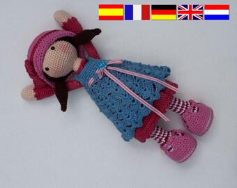 Crochet pattern for doll CELINE (Deutsch, English, Français, Español, Nederlands)