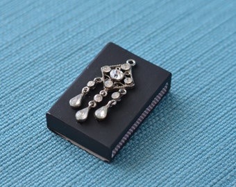 hand painted matchbox with upcycled vintage jewelry