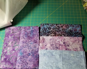 Lot of Purple Batiks various lengths see description