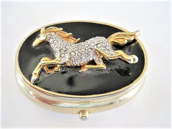 Horse Jeweled Box, Container for Purse, Pill Trinket Box, Equestrian Embellished