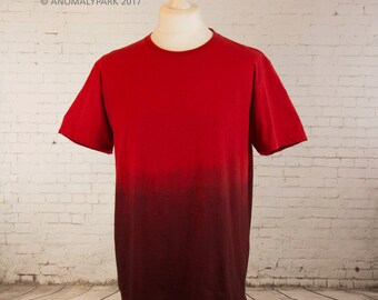 Red horror tshirt gradient tee grunge top dip dyed ombre shirt halloween shirt Mens T shirt soft grunge tshirt zombie aesthetic clothing