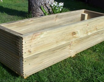 Large decking wooden garden planter, 800, 1000 or 1200mm wood trough, handmade