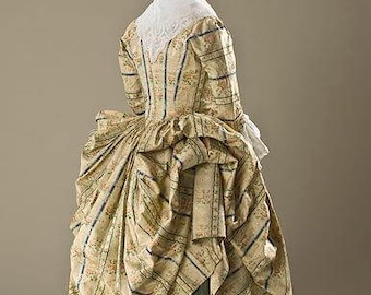 Georgian 18th century petticoat & polonaise gown, pure quality silk, museum replica, made to measure.